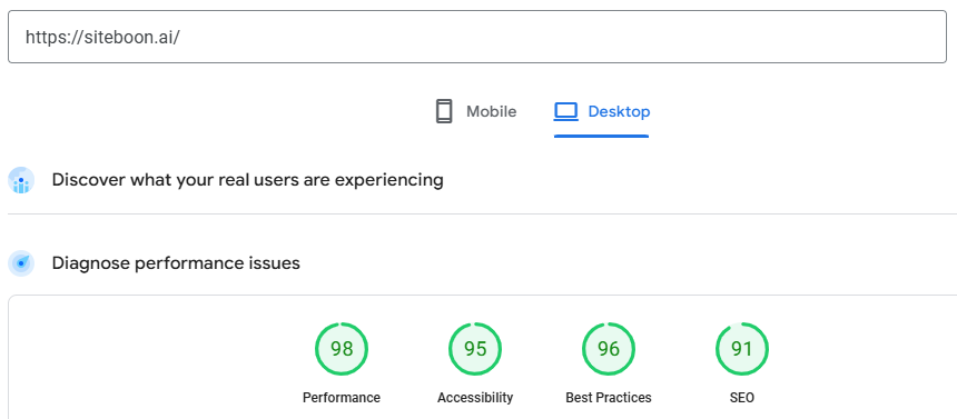 Google PageSpeed Score